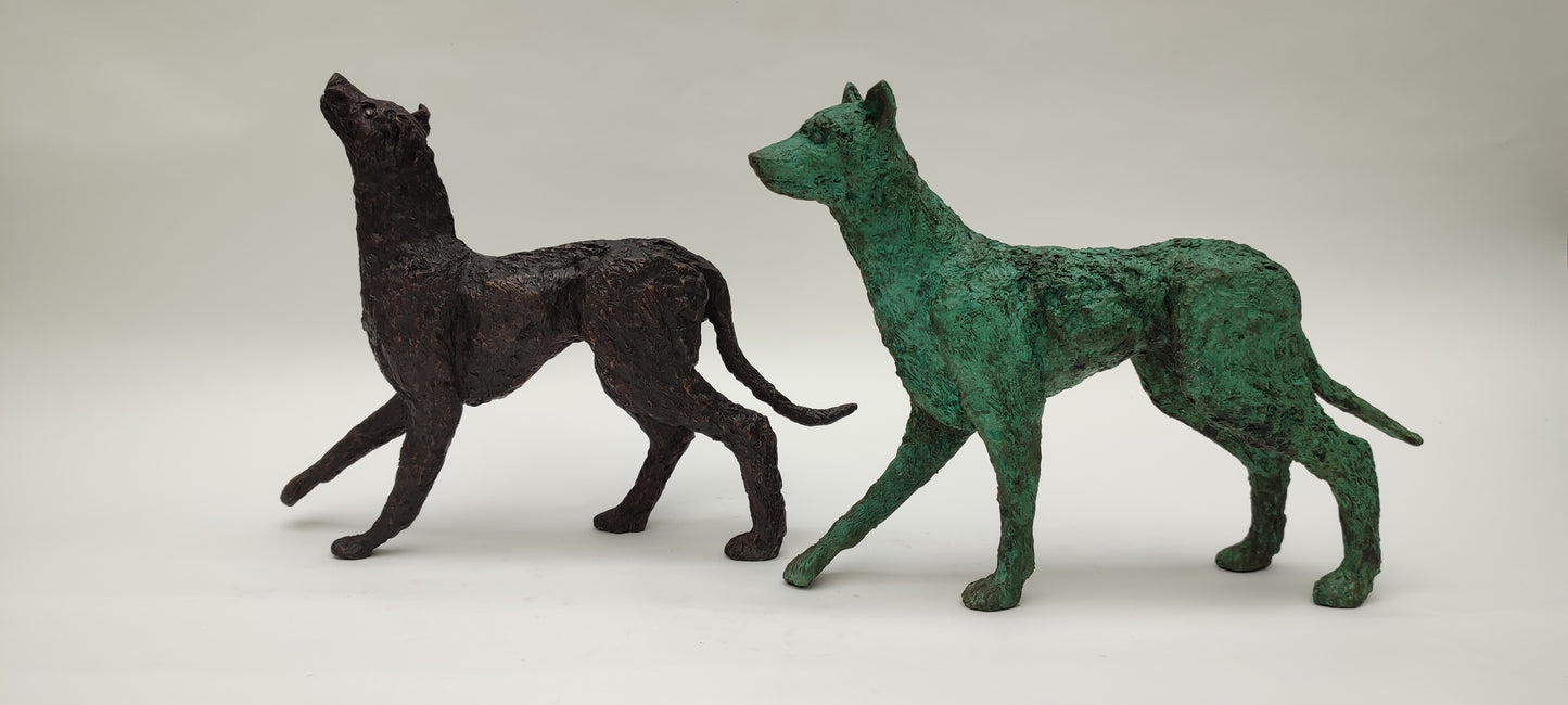 BRONZE CAST SCULPTURES "Mossy Hounds" Limited Edition